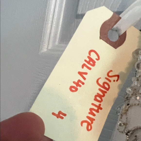 NWT- sample White Strapless Gown with Silver Detailing - Picture 6 of 7